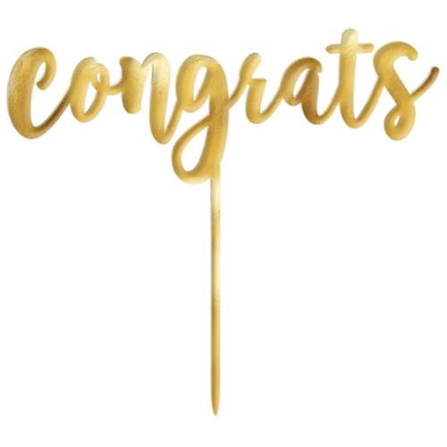 Congratulations Gold Mirror Cake topper - Click Image to Close